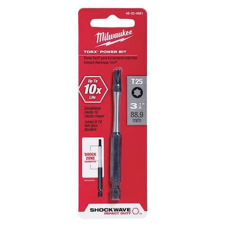 Insert Bit 1/4" Torx T25 3 1/2 by USA Milwaukee Screwdriver Bits