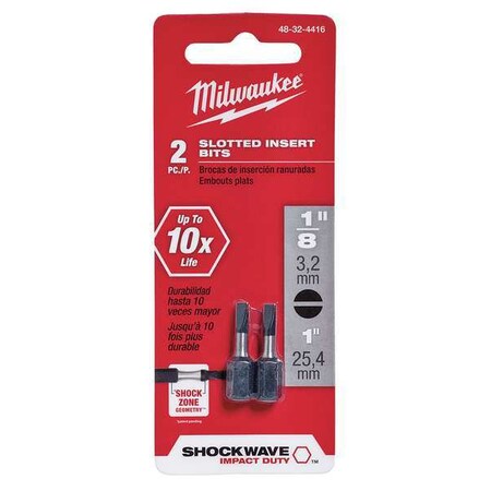 Insert Bit 1/4" Slotted 4 5 1" PK2 by USA Milwaukee Nut Setters & Bit Holders