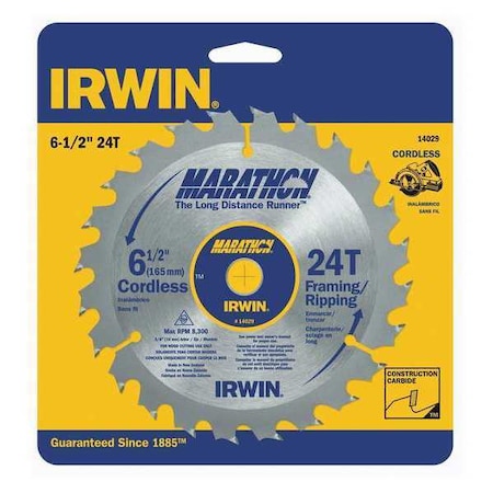 Saw Blade Steel 6 1/2in 24Teeth Type 14029 by USA Irwin Circular Power Saw Blades