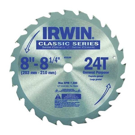 Saw Blade Steel 8 1/4in 24Teeth by USA Irwin Circular Power Saw Blades