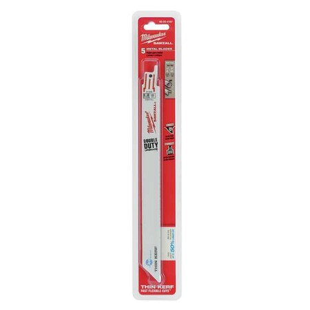 9" L Reciprocating Saw Blade 5 pk. Type 48 00 4187 by USA Milwaukee Reciprocating Power Saw Blades