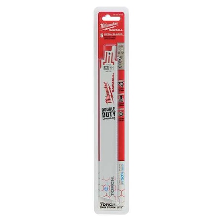 9" L Reciprocating Saw Blade 5 pk. Type 48 00 4713 by USA Milwaukee Reciprocating Power Saw Blades