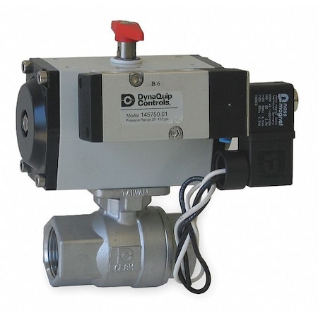 3" FNPT Stainless Steel Pneumatic Ball Valve Inline by USA Dynaquip Pneumatic Flow Control Valves