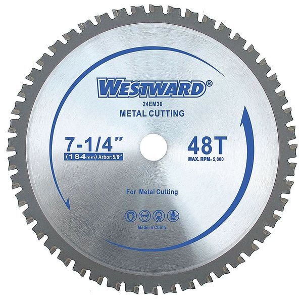 Westward Metal Cutting Blade, 71/4 In, 48T 24EM30