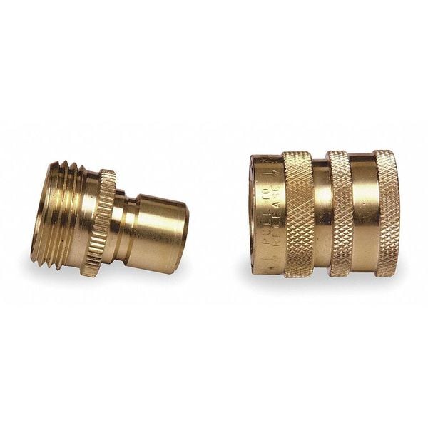 Westward Quick Connector Set, M/F, GHT, Brass 4KG98